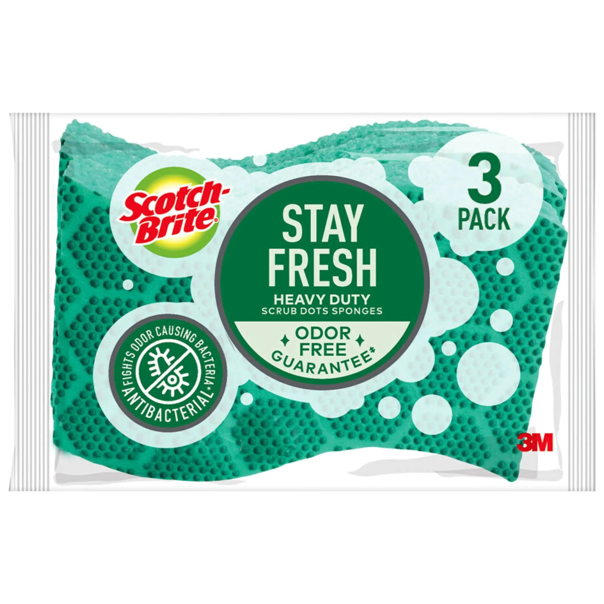 Scotch-Brite Scrub Dots Heavy Duty Sponge Powerful Scrubbing Rinses Clean For Washing Dishes and Cleaning Kitchen 3 Scrub Sponges