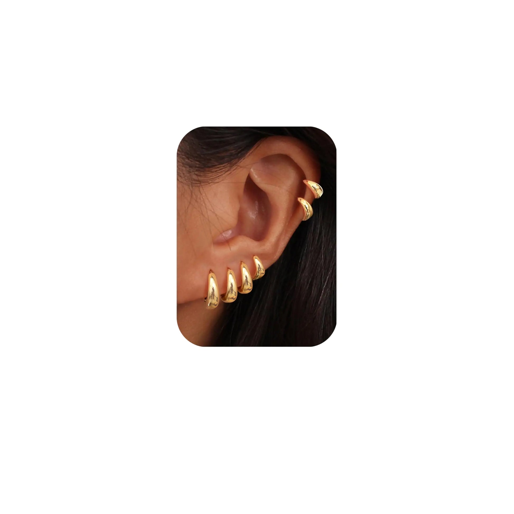 BESTEEL 6Pairs Small Chunky Gold Hoop Earrings for Women 14K Gold Silver Huggie Hoops Earrings Hypoallergenic Small Hoop Earrings Tiny Gold Trendy Thick Hoop Earrings Stacks for Sensitive Ears(14K Gold Plated)