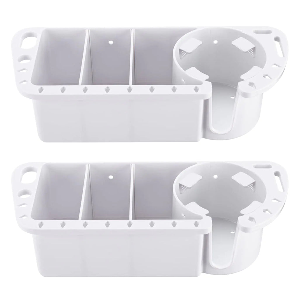 Sohinda Boat Cup Holder Boat Caddy Organizer Multifunctional Boat Storage Organizer for Boat Kayak Pontoon Bass Boat Jon Boat - Fishing Tool Holder Boat Fishing Accessories(2 Packs White)