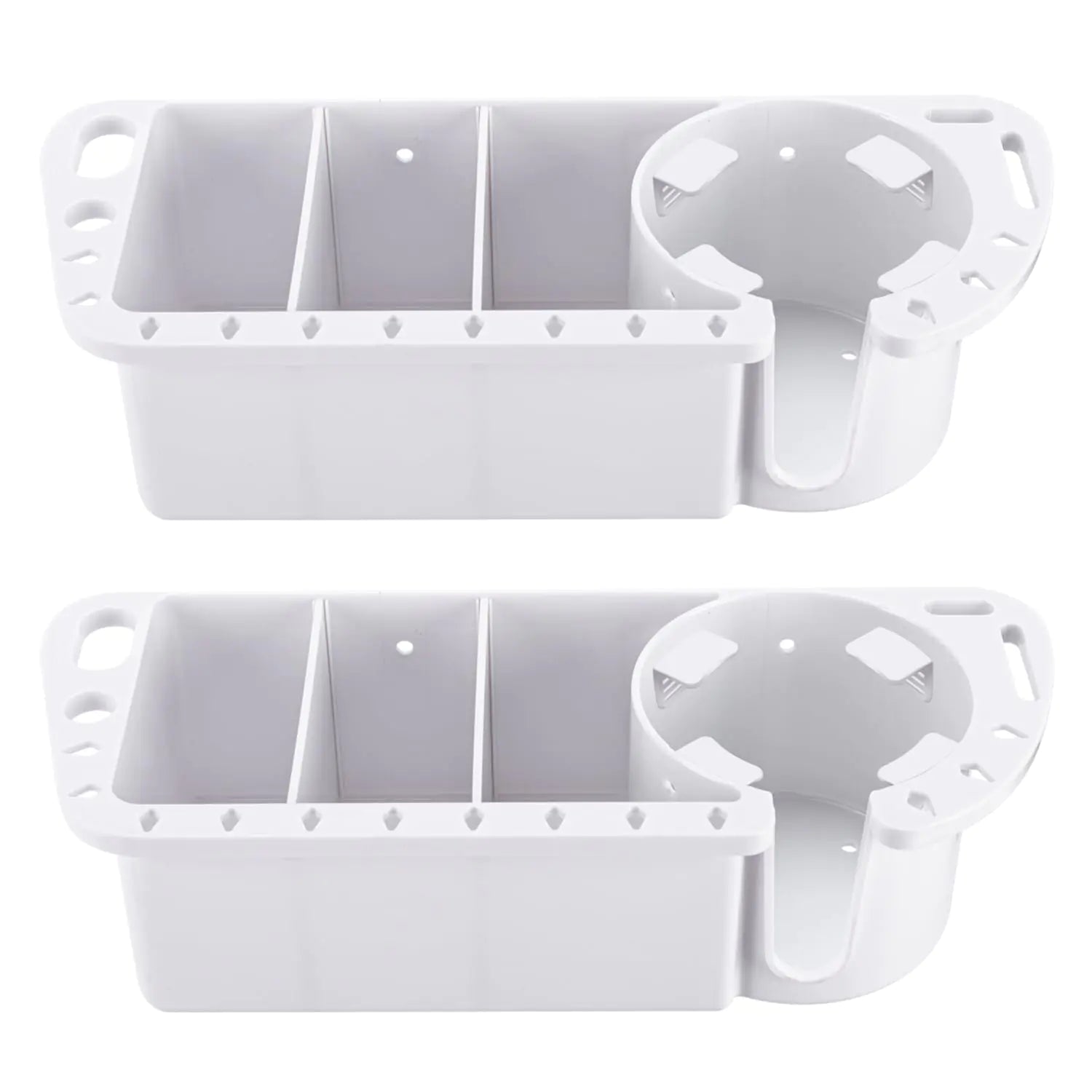 Sohinda Boat Cup Holder Boat Caddy Organizer Multifunctional Boat Storage Organizer for Boat Kayak Pontoon Bass Boat Jon Boat - Fishing Tool Holder Boat Fishing Accessories(2 Packs White)
