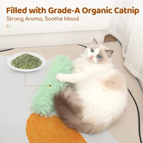 Cat Toys/Pillow Catnip 3 Pack - Bite-Proof Kicker Toy for Indoor Cats with Crinkle Paper, Catnip & Teething Soother (Yellow/Green/Blue)