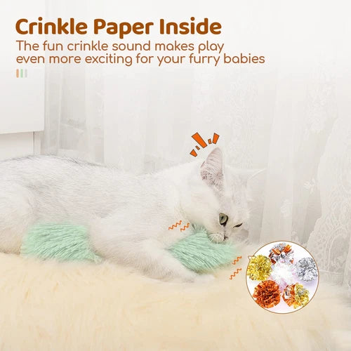 Cat Toys/Pillow Catnip 3 Pack - Bite-Proof Kicker Toy for Indoor Cats with Crinkle Paper, Catnip & Teething Soother (Yellow/Green/Blue)