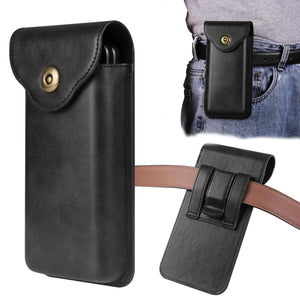 Cell Phone Holster for Samsung Galaxy Z Fold 6/5/4/3/2 Google Pixel 9 Pro FoldXiaomi Mix Fold 4Leather Belt Pouch Case Phone Holster for Men with Belt Clip (Black)