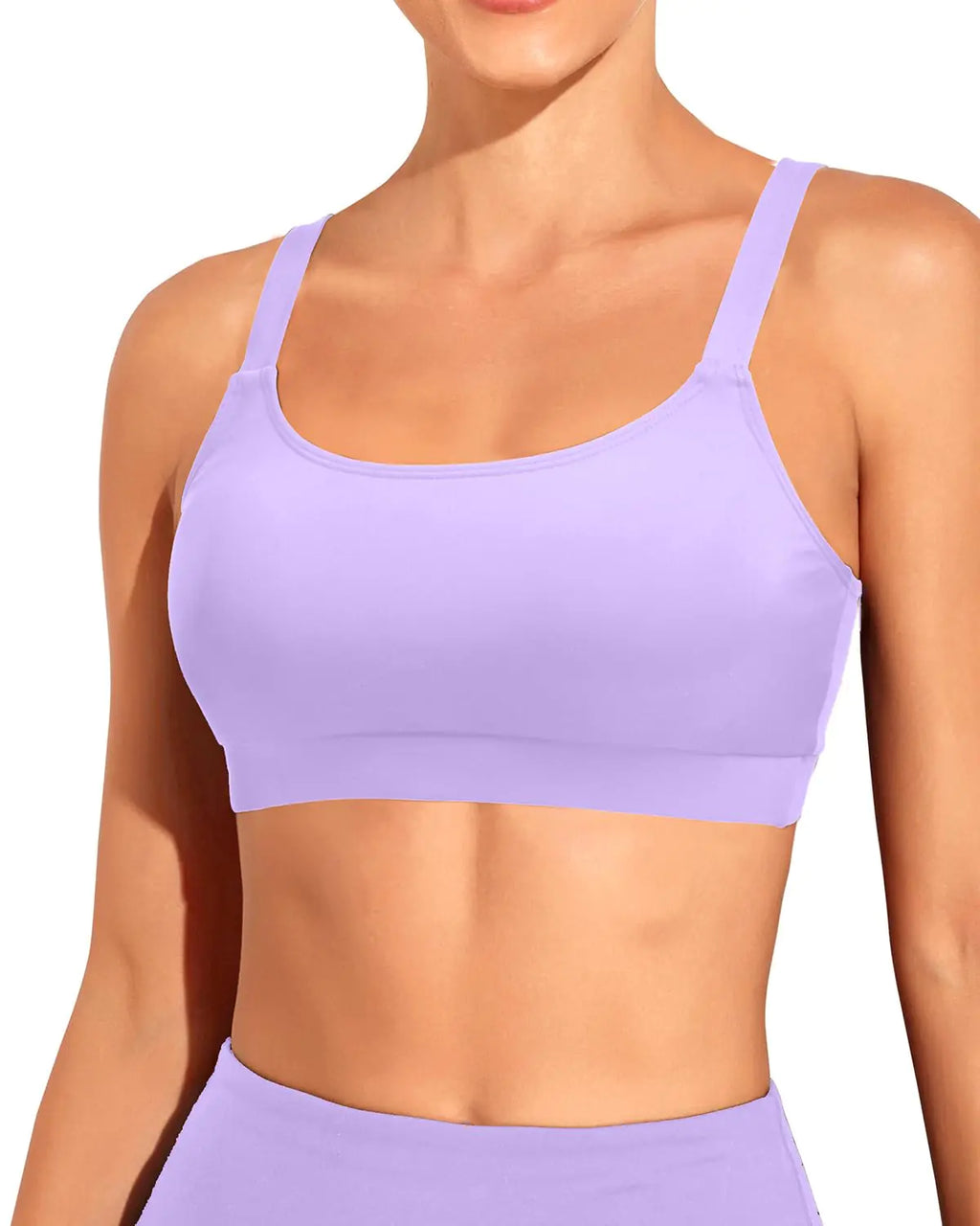 Tempt Me Women Lavender Sports Bra Bikini Tops Scoop Neck Bathing Suits Top Padded Swim Crop Tops Only S