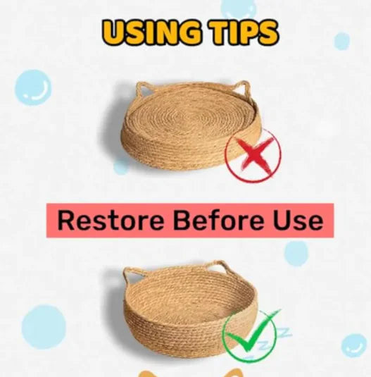 Cat Bed Pet Nest Manual Rattan Woven Cattailgrass Cat Scratch Board Removable