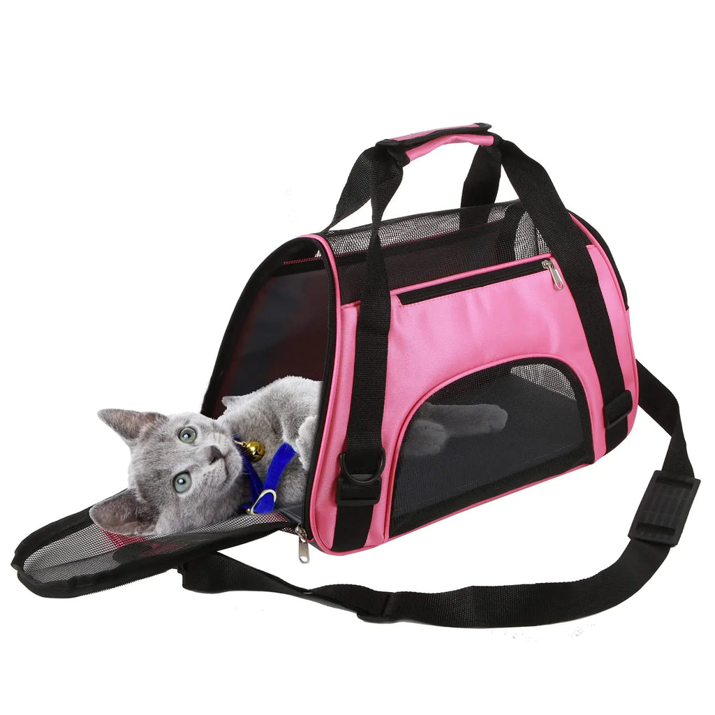 PKKAJLYT Pet Carrier Bag Cat Travel Portable Bag Home Airline Approved Duffle Bags for Little Dogs Cats and Puppies Small Animals (Small Pink)