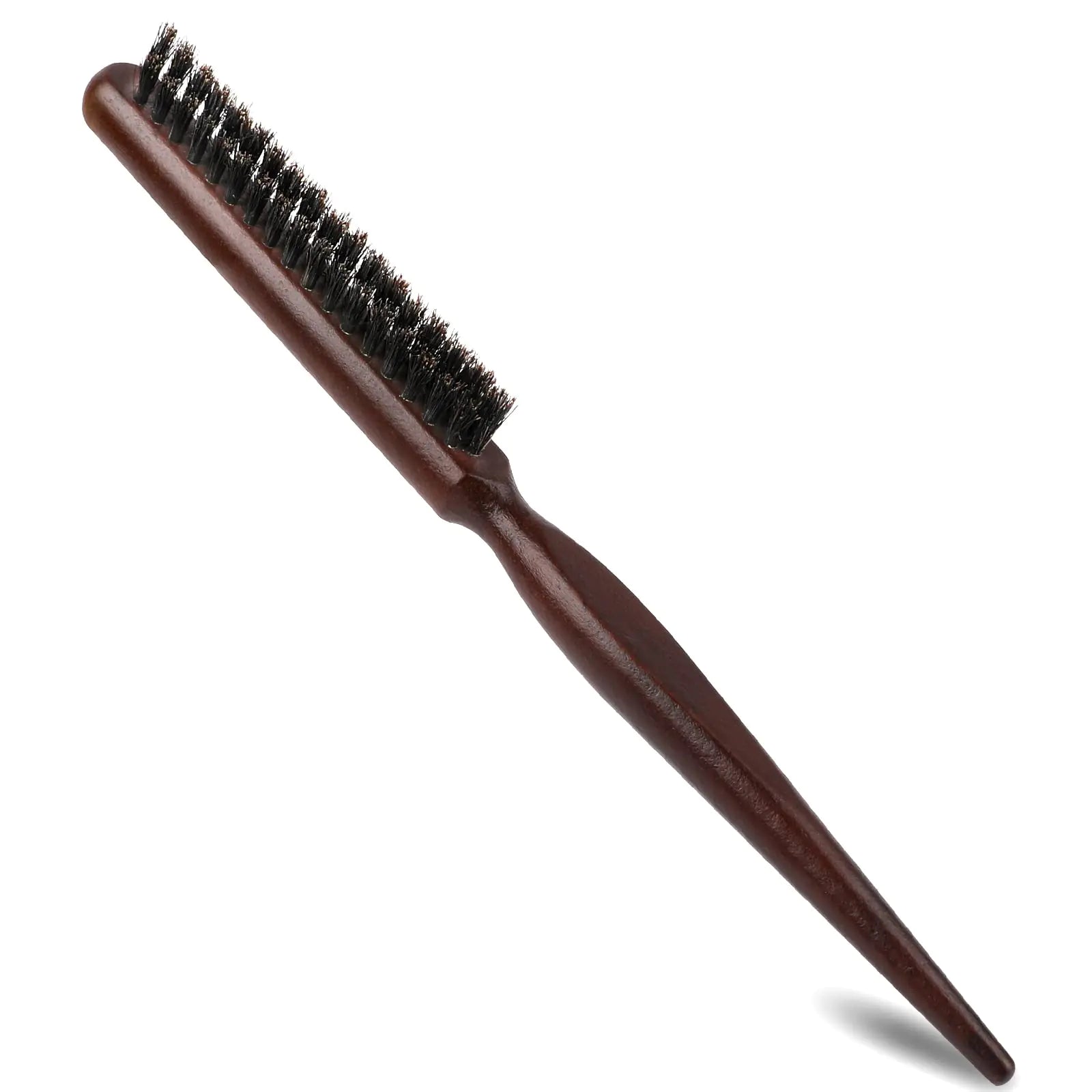 Boar Bristle Styling Brush with Rat Tail for Curly Hair Sectioning Backcombing and Smoothing