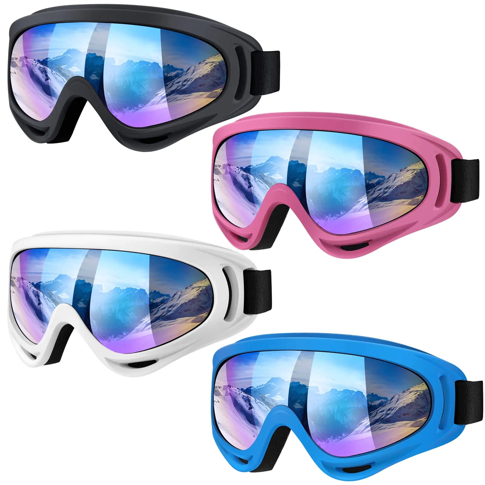 Vatefery 4-Pack Ski Goggles Snow Goggles for Men Women Kids Youth Adults Boys GirlsSnowboard Motorcycle goggles ATV Glasses