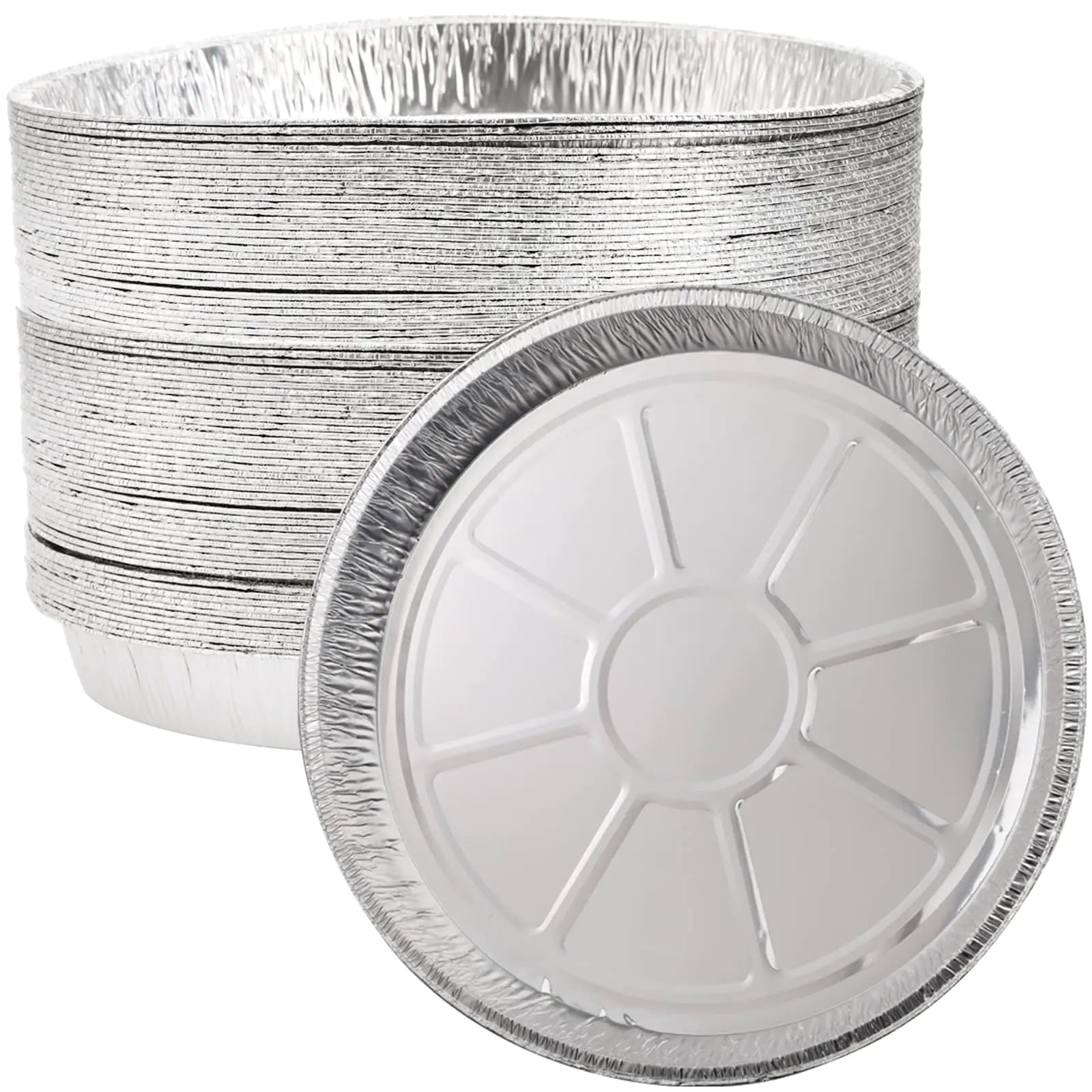 Frcctre 45 Pack 13 Inch Round Aluminum Foil Pans Heavy Duty Disposable Round Tin Foil Pans Pizza Pans for Baking Cooking Storage Roasting Reheating - Freezer & Oven Safe
