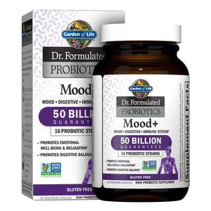 Garden of Life Dr. Formulated Probiotics Mood+ Acidophilus Probiotic Supplement - Promotes Relaxation and Digestive Balance - Ashwagandha for Stress Management - 60 Vegeterian Capsules