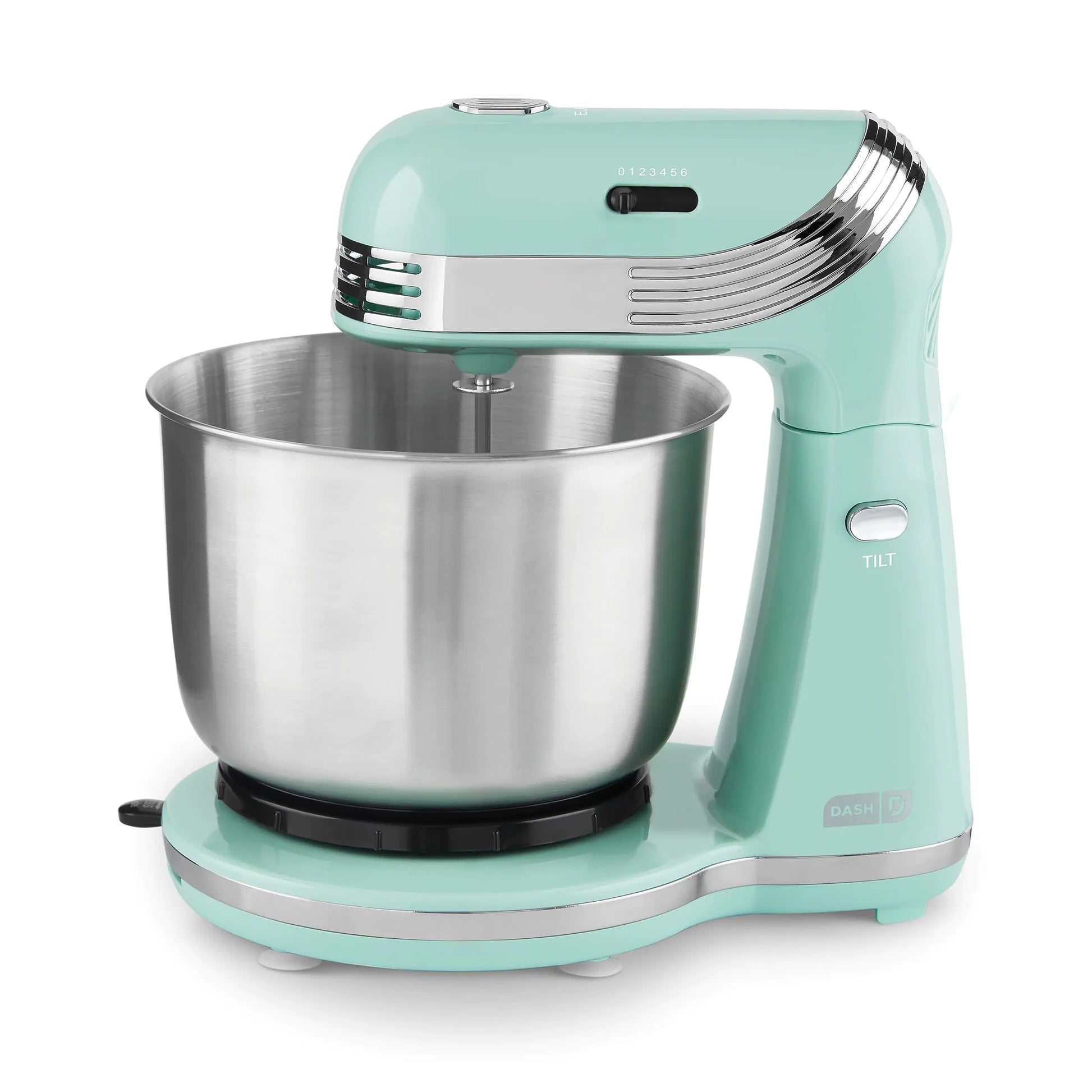 Dash Stand Mixer (Electric Mixer for Everyday Use): 6 Speed Stand Mixer with 3 Quart Stainless Steel Mixing Bowl Dough Hooks & Mixer Beaters for Dressings Frosting Meringues & More - Aqua
