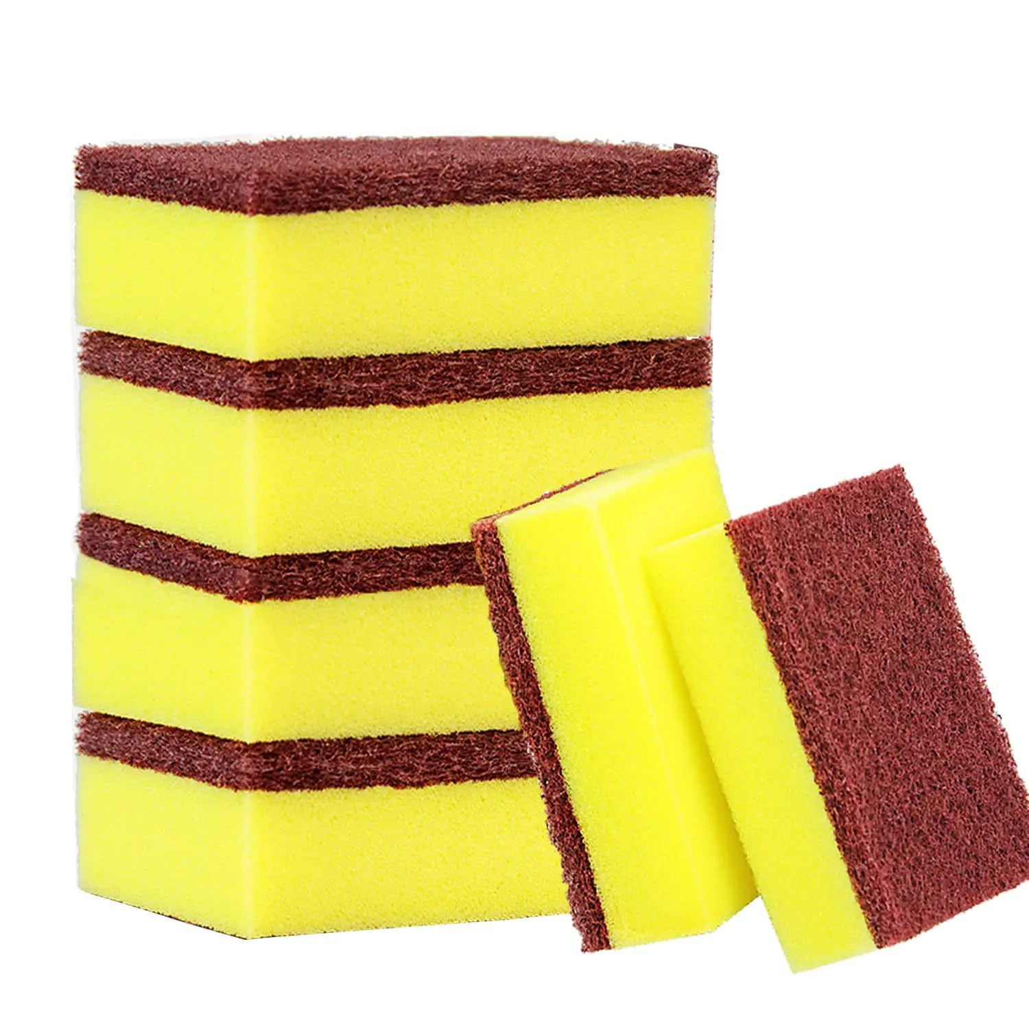 Taeku Natural Kitchen Sponge 6 Pack Heavy Duty Scrub Cellulose Sponge Premium Multifunction Eco Friendly Cleaning Sponges for Dishes (Red)