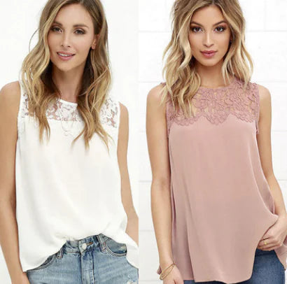 Lace Chiffon Sleeveless Top