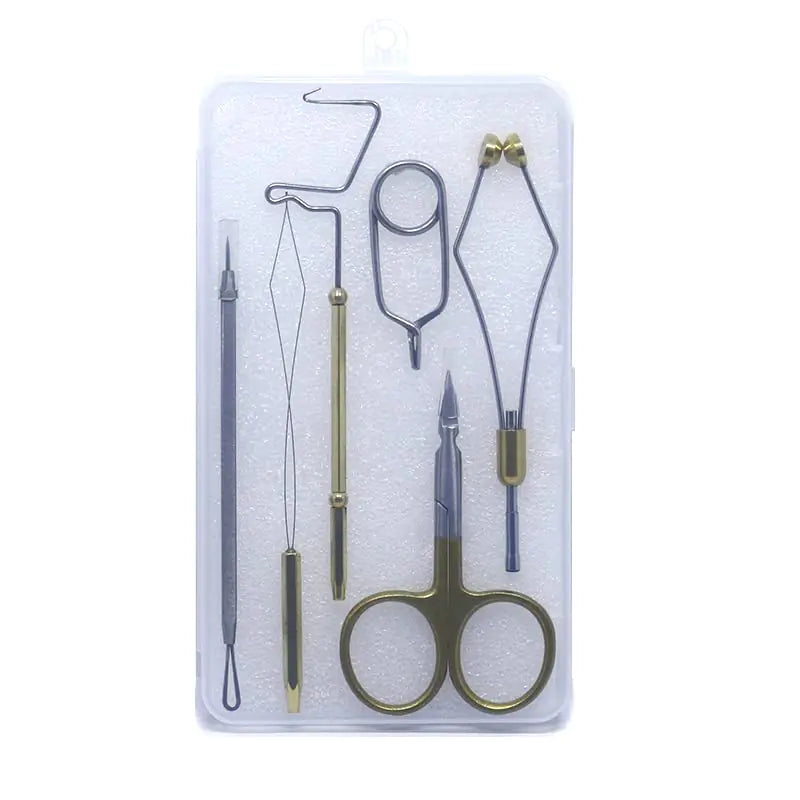 Fly Tying Tools 6PCS Combo Fly Tying Kit Bobbin Holder Threader Whip Finisher Scissors Fly Tying Set Fly Tying Materials