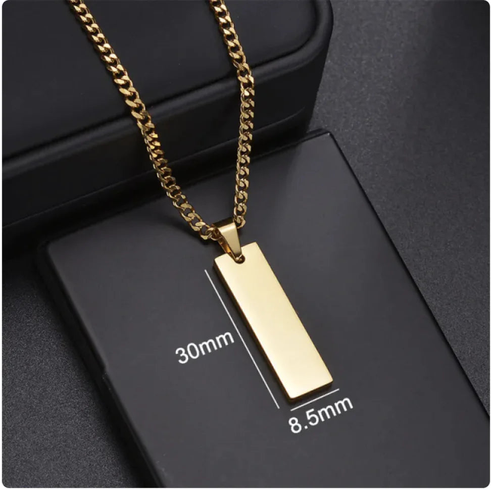 Stainless Steel Military-Style Engraved Necklace