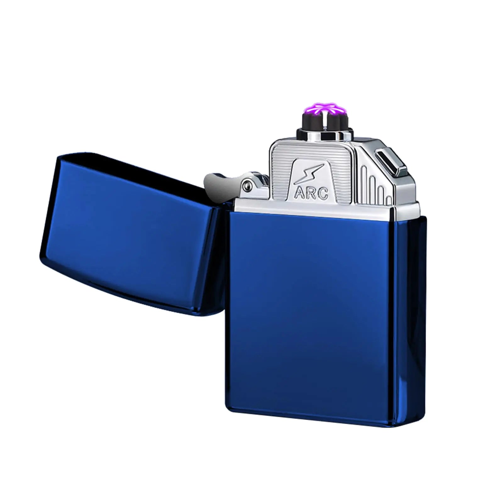 FUDIDU Electric Triple Arc Lighter Plasma Lighter Rechargeable Lighter Portable Electronic Lighter Windproof Flameless Lighter with Upgraded High Power Battery for Candle BBQ(Blue)