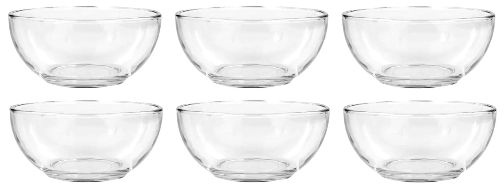 Clear Glass Bowls 6 in. for Kitchen Prep Dessert Dips Soups Salads Cereal and Candy Dishes or Nut Bowls (6)