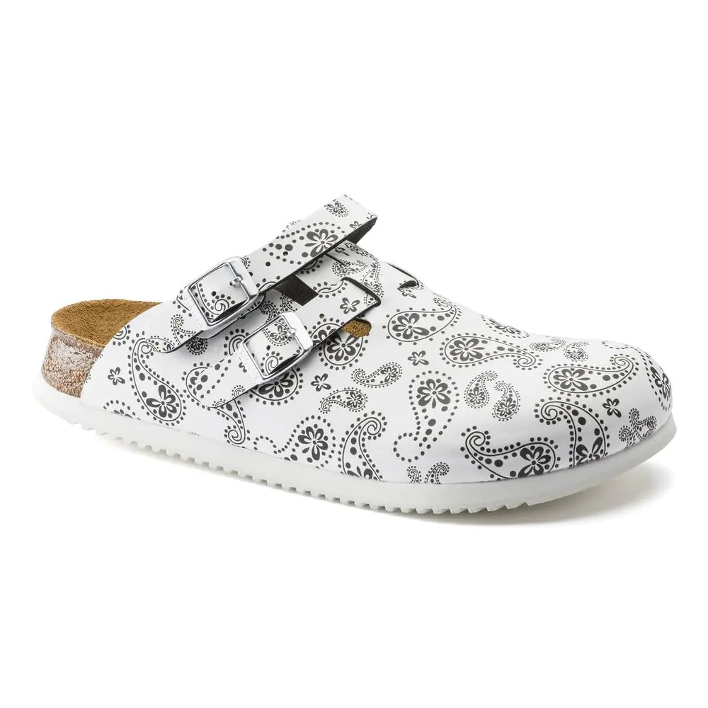 Birkenstock 101666 Kay SL BF Women Work-Clogs - Super Outsole - Open Heel Area - Black White - Size L5
