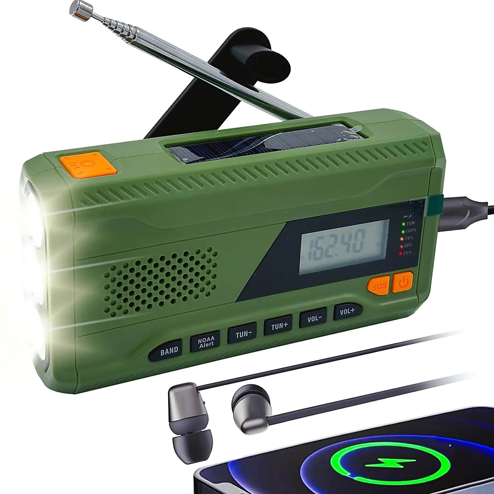 out of stockiRonsnow 4500mAh Solar Hand Crank Emergency Radio AM/FM/NOAA Alert Portable Radio with Digital Display Led Flashlight & Headphone Jack 3-Way Powered SOS Alarm for Indoor/Outdoor Emergencies