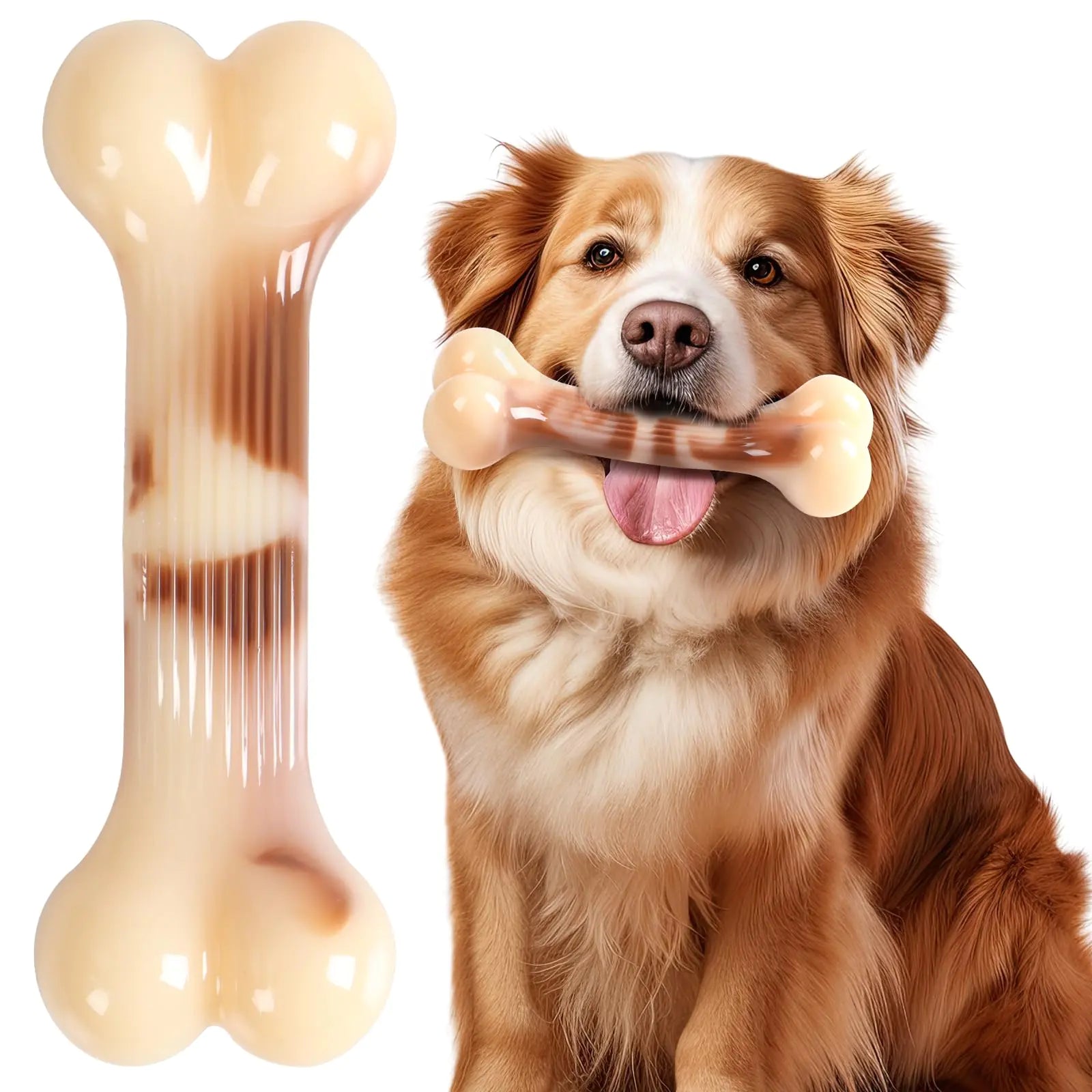 Dog Bone Goodie Bone Indestructible Chew Toy for Aggressive Chewers Long Lasting Nylon Bone Tough Durable Dog Toys Puppy Toys Teeth Cleaning for Medium and Large Pets - 6"