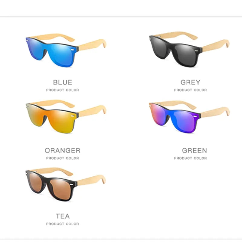 Square Bamboo Oversize  Sun Glasses