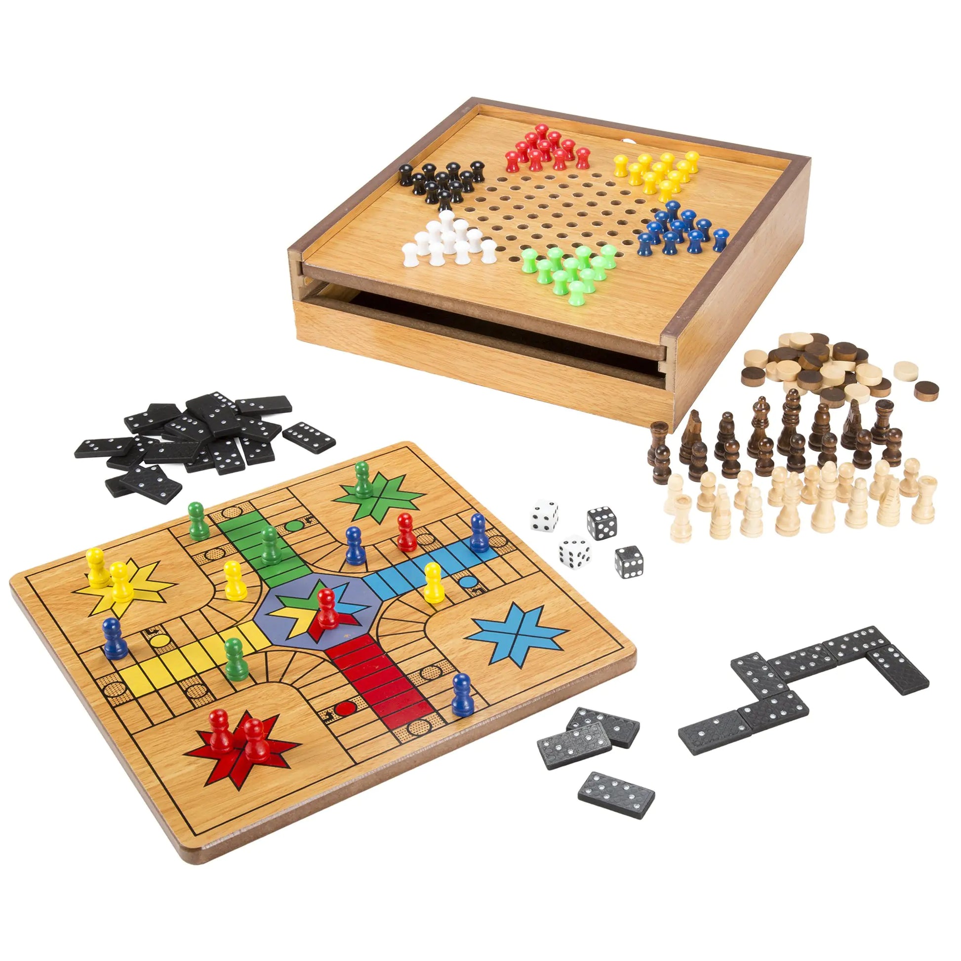 7-in-1 Combo Game For 4 Players with Chess Ludo Chinese Checkers & More11.5 x 12 x 3 inches