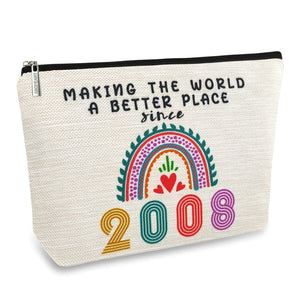 ancpeany 17th Birthday Decorations for Girls Her Teenage Girls Sister Daughter Granddaughter 2008 Funny 17 Year Old Girl Gift Ideas Makeup Bags Cosmetic Travel Bag for 17th Birthday Gifts