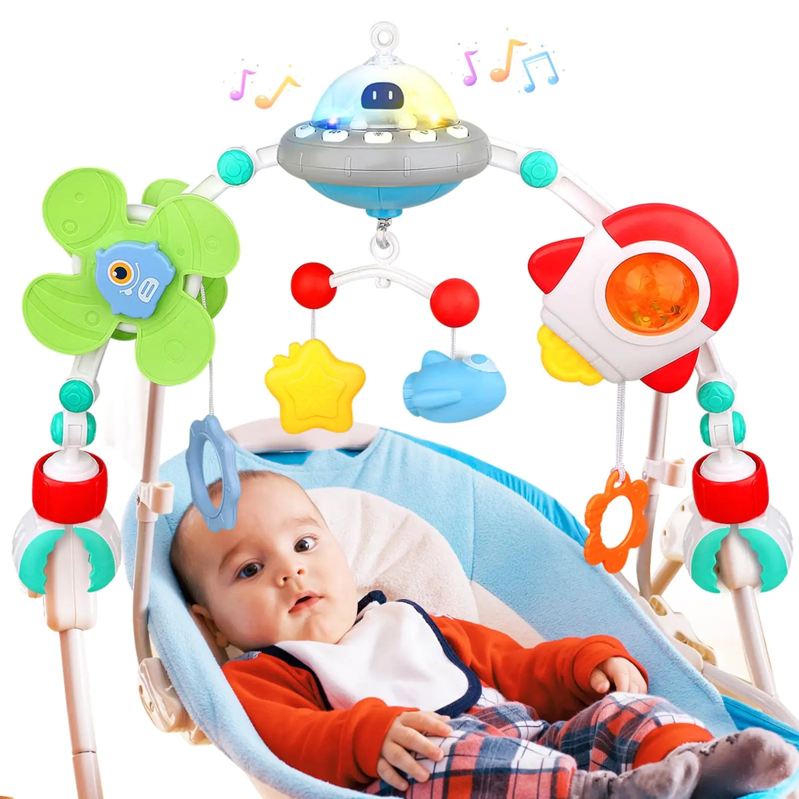 Musical Baby Stroller Arch Toys Travel Car Seat Toys Baby Play Arch Crib Accessory Toys Mobile for BassinetArch Bar Toys for Babies Infants