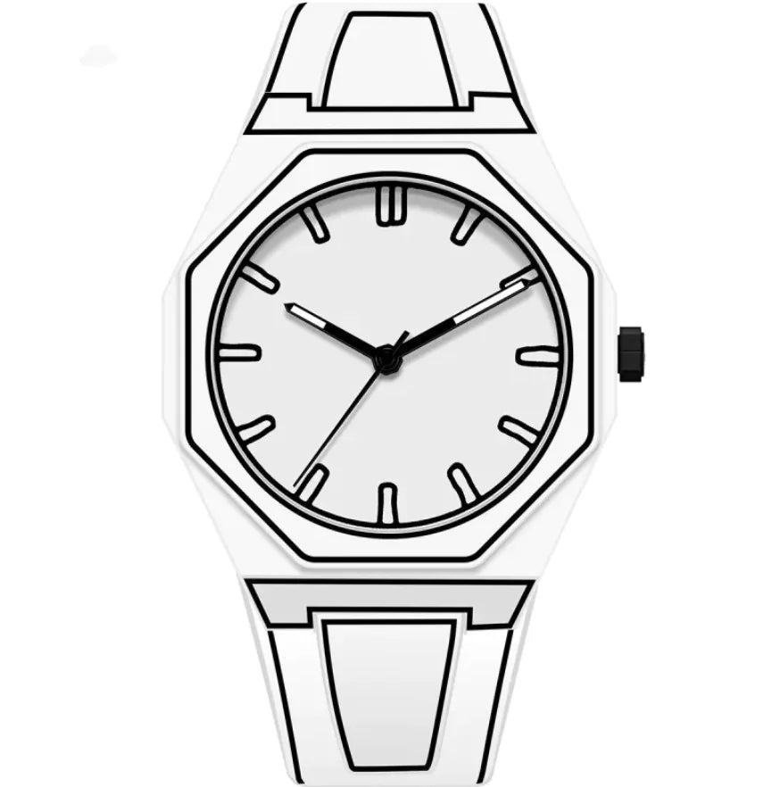 Men's Waterproof Quartz Watch with Silicone Dial