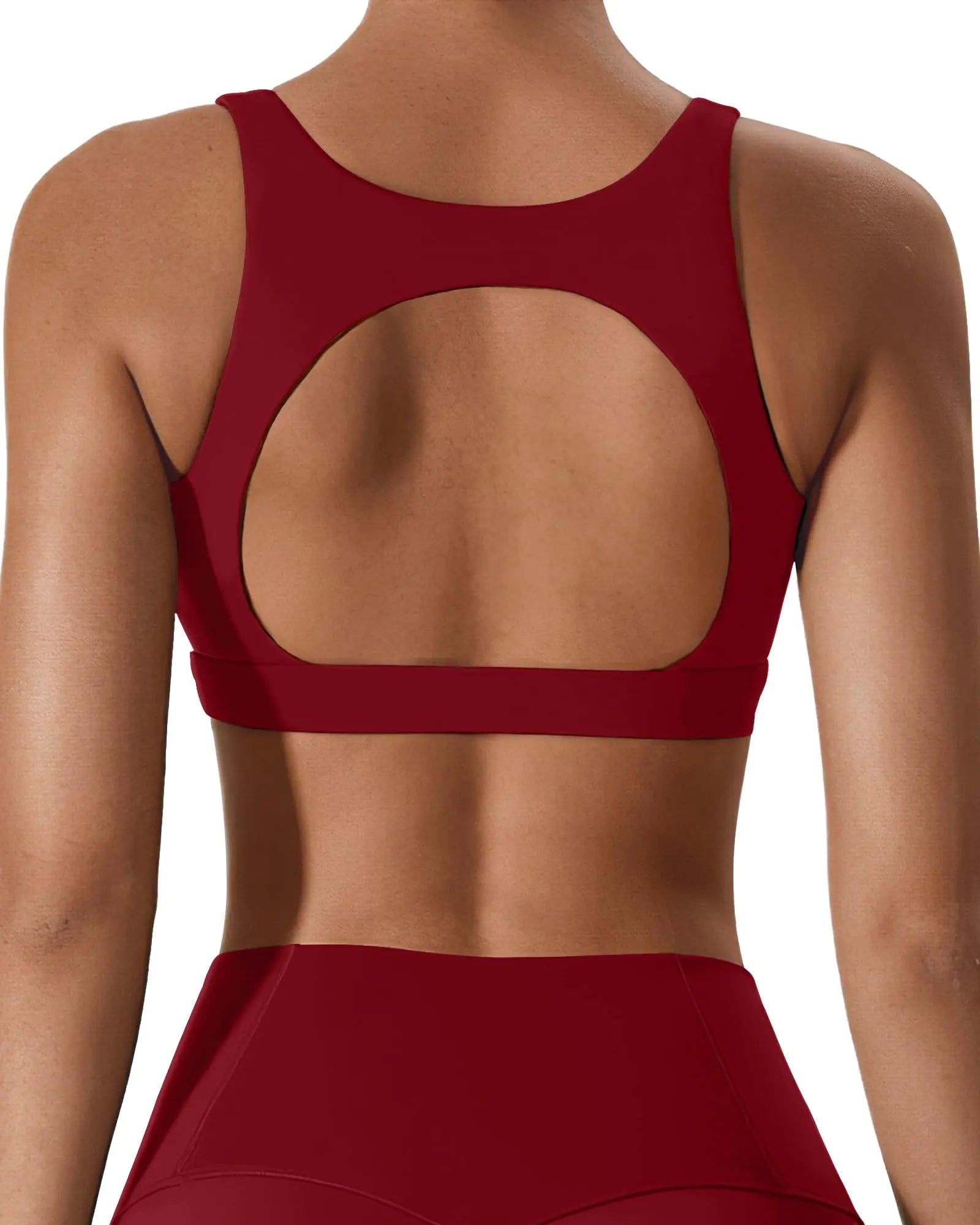 Open Back Sports Bras for Women Supportive Workout Tank Tops Built in Bra Square Neck Crop Yoga Top Push Up