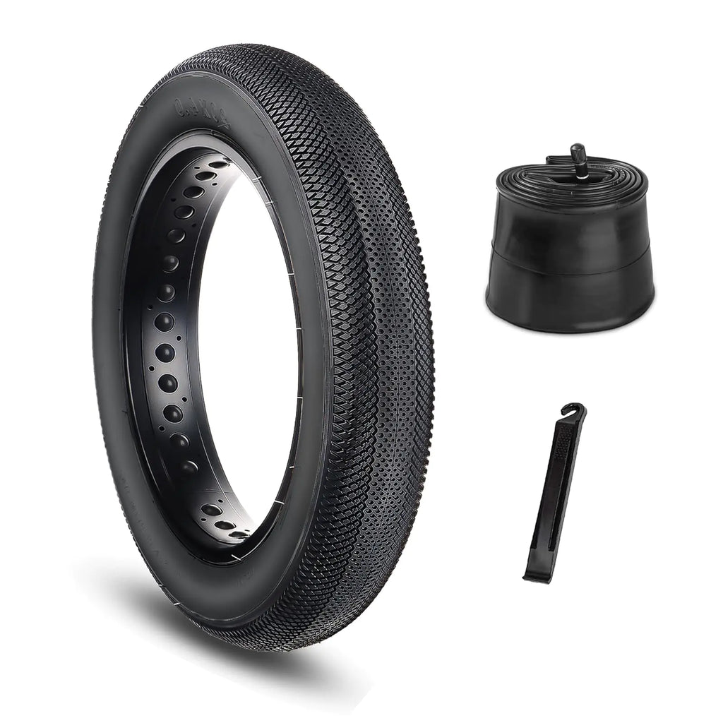 Hycline E-Bike Fat Tire Replacement Set: 26x4.0 Inch Folding Bicycle Tires Plus Bike Tubes and Tire Levers Compatible with Urban Street Mountain or 3-Wheel Bikes (1 Pair)